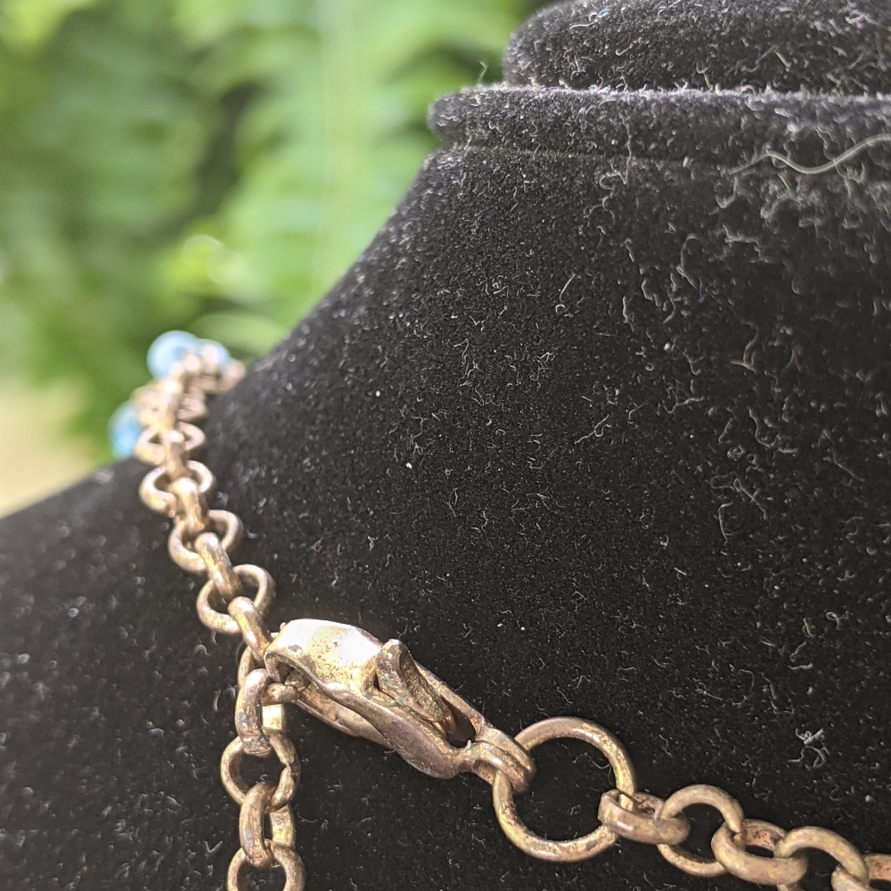 Blue bead stranded statement necklace - Picture 3 of 4